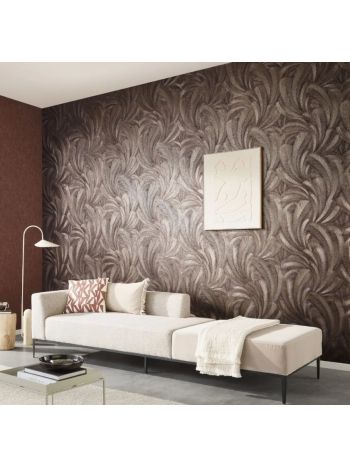 PAPEL DE PAREDE WILER BAVÁRIA - FOLHAGEM TROPICAL MARROM COBRE 1