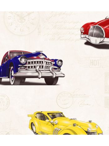 PAPEL DE PAREDE KANTAI HELLO KIDS - CARROS ANTIGOS BEGE CLARO HK223303R 1