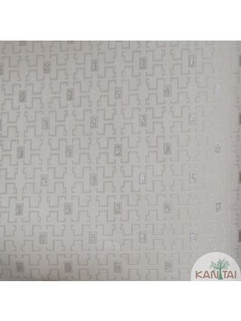 PAPEL DE PAREDE KANTAI GRACE 3 - GEOMÉTRICO BEGE COM GLITTER PRATA 1