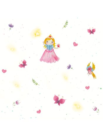 PAPEL DE PAREDE BOBINEX BRINCAR - FADAS E PASSÁROS BRANCO 1