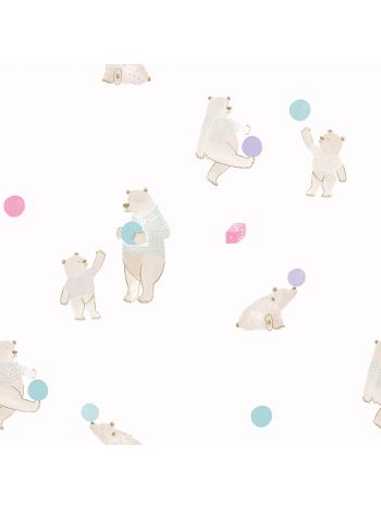 PAPEL DE PAREDE BOBINEX BRINCAR - URSOS E BOLAS ROSA