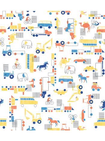 PAPEL DE PAREDE BOBINEX BRINCAR - TRANSPORTES COLORIDO