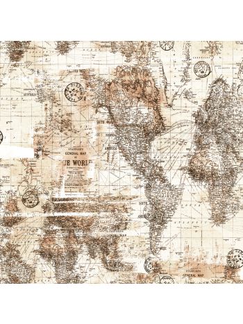 PAPEL DE PAREDE BOBINEX BRINCAR - MAPA MUNDI MARROM