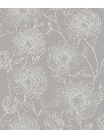 PAPEL DE PAREDE BOBINEX ATEMPORAL - FLORAL CINZA