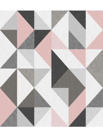 PAPEL DE PAREDE BOBINEX CONTEMPORÂNEO - GEOMÉTRICO PRETO E ROSA 1