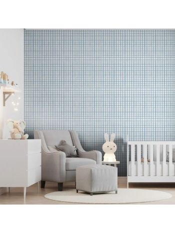 PAPEL DE PAREDE BOBINEX REVOADA - XADREZ PICNIC AZUL CÉU 4444 1