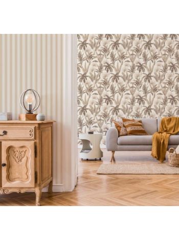 Papel de Parede Bobinex Folhagem Tropical Bege - Coleção Refúgio 1