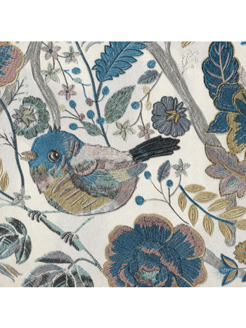 Papel de Parede Vinílico Floral com Pássaros Azul Serenity e Verde - Coleção Poet Chart 5 1