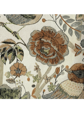 Papel de Parede Vinílico Floral com Pássaros Verde Oliva e Terracota - Coleção Poet Chart 5 1
