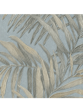 Papel de Parede Vinílico Folhagem Tropical Azul Serenity e Bege - Coleção Poet Chart 5 1