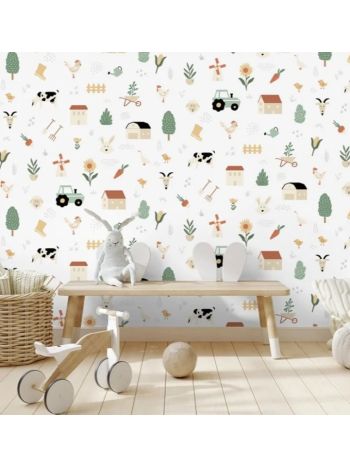 PAPEL DE PAREDE INFANTIL MINI FAZENDA COLORIDA - COLEÇÃO PETIT 1