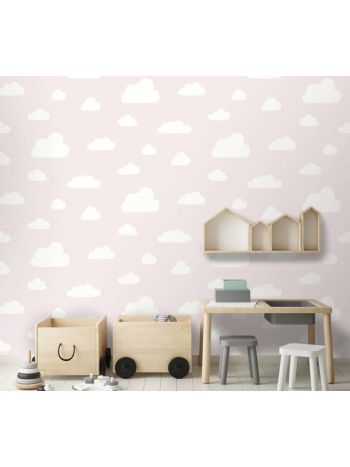 PAPEL DE PAREDE INFANTIL NUVENS ROSA - COLEÇÃO PETIT 1