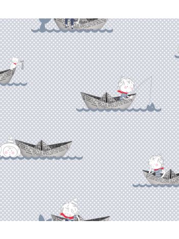 PAPEL DE PAREDE BOBINEX RENASCER - BARQUINHOS AZUL 1