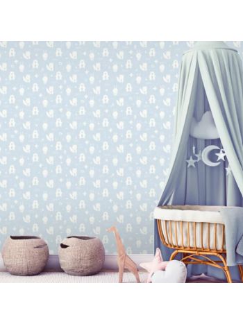 PAPEL DE PAREDE INFANTIL AMIGUINHOS NO BOSQUE AZUL - COLEÇÃO PETIT 1