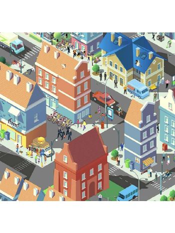 PAPEL DE PAREDE CIDADE ILUSTRADA COLORIDA - COLEÇÃO PETIT 1