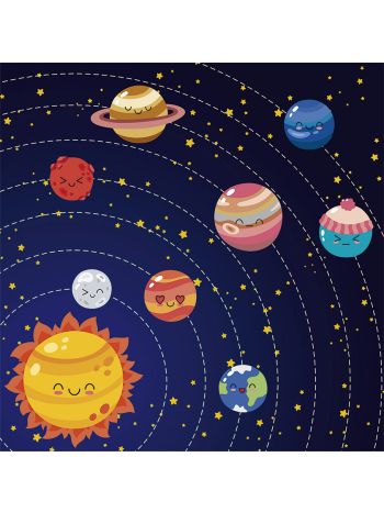 Painel Decorativo de Parede Infantil Sistema Solar Galáxia Baby - Personalizado Sob Medida 1