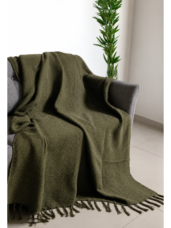 Manta Decorativa Anatex Raco Verde Musgo - 1,20 x 1,80 - 100% Algodão 1