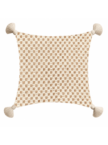 Capa de Almofada Anattex Terrá Pilão Bege - 45x45cm Decorativa com Pompom 1