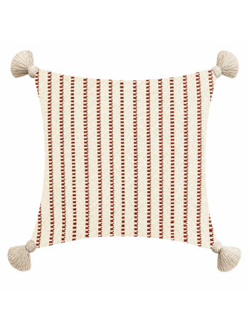 Capa de Almofada Anattex Terrá Punt Terracota- 45x45cm Decorativa com Pompom 1