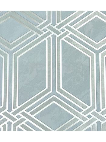 PAPEL DE PAREDE KANTAI WHITE SWAN - GEOMÉTRICO CINZA AZULADO (BRILHO PRATA) WS100002R 1
