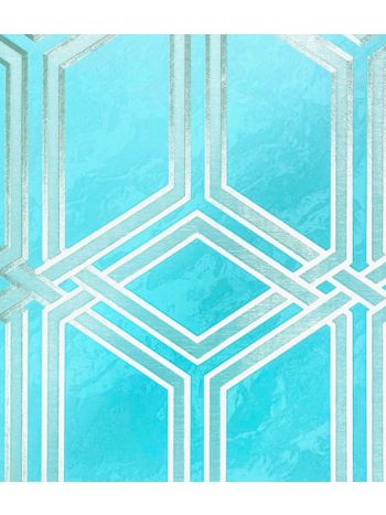 PAPEL DE PAREDE KANTAI WHITE SWAN - GEOMÉTRICO AZUL (BRILHO PRATA) WS100003R 1