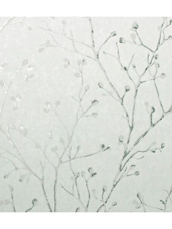 PAPEL DE PAREDE KANTAI WHITE SWAN - GALHOS CINZA CLARO (BRILHO PRATA) WS100901R 1