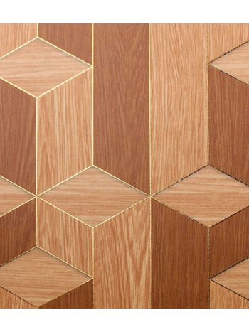 PAPEL DE PAREDE KANTAI WHITE SWAN - GEOMÉTRICO 3D MARROM (FIO DOURADO) WS101701R 1