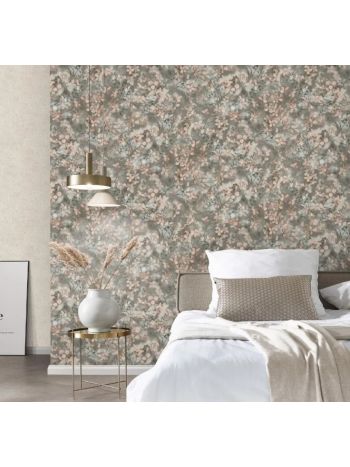 PAPEL DE PAREDE WILER RENO - FLORAL BOTÂNICO ROSA E CINZA 1
