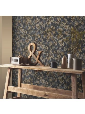 PAPEL DE PAREDE WILER RENO - FLORA BOTÂNICO CINZA GRAFITE COM BEGE 1