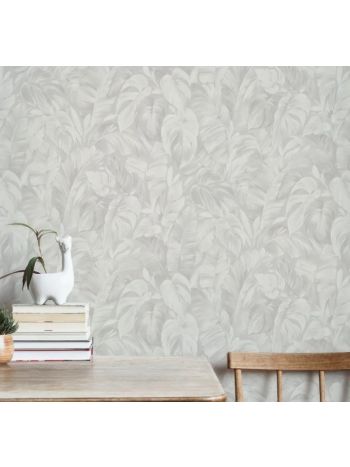 PAPEL DE PAREDE WILER RENO - FOLHAGEM TROPICAL BEGE CLARO 1