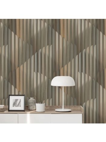 PAPEL DE PAREDE WILER BAVÁRIA - LEQUE ART DÉCO TAUPE DOURADO 1