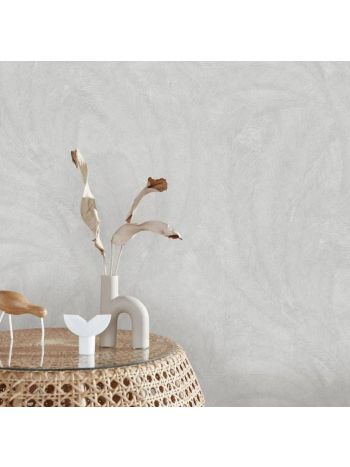 PAPEL DE PAREDE WILER BAVÁRIA - FOLHAGEM TROPICAL CINZA CLARO (COM BRILHO) 1