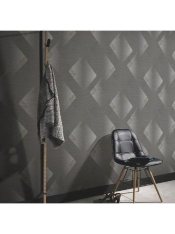 PAPEL DE PAREDE WILER BAVÁRIA - GEOMÉTRICO LOSANGO CINZA (COM BRILHO) 1
