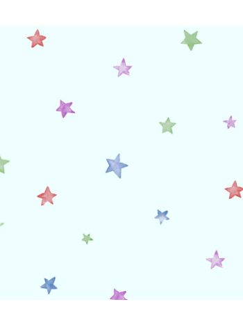 PAPEL DE PAREDE KANTAI HELLO KIDS - ESTRELAS AZUL CLARO E COLORIDO HK224202R 1