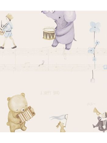 PAPEL DE PAREDE KANTAI HELLO KIDS - BICHINHOS E MÚSICA BEGE ROSADO HK224302R 1