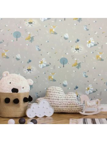 PAPEL DE PAREDE INFANTIL ACAMPAMENTO NO BOSQUE - COLEÇÃO PETIT 1