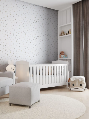 PAPEL DE PAREDE PRONTA ENTREGA - OFF-WHITE COM GEOMÉTRICO MARROM 1