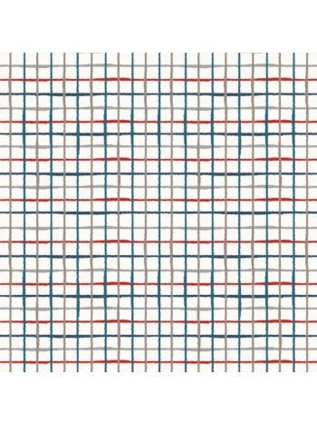 PAPEL DE PAREDE BOBINEX REVOADA - XADREZ AQUARELA AZUL, CINZA E VERMELHO 4424 1