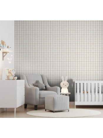 PAPEL DE PAREDE BOBINEX REVOADA - XADREZ QUADROS CINZA CLARO 4457 1