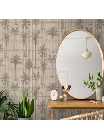 PAPEL DE PAREDE WILER LE JARDIN - PALMEIRAS EM BAMBUU BEGE ACINZENTADO M68707 1