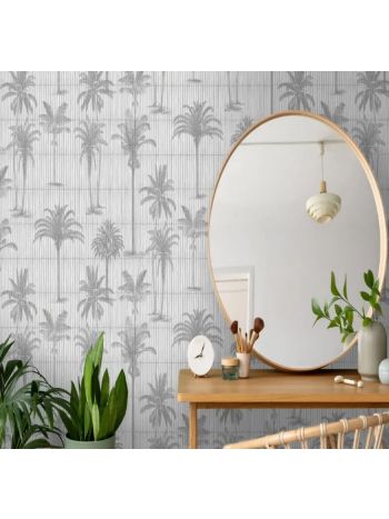 PAPEL DE PAREDE WILER LE JARDIN - PALMEIRAS EM BAMBU CINZA M68719 1