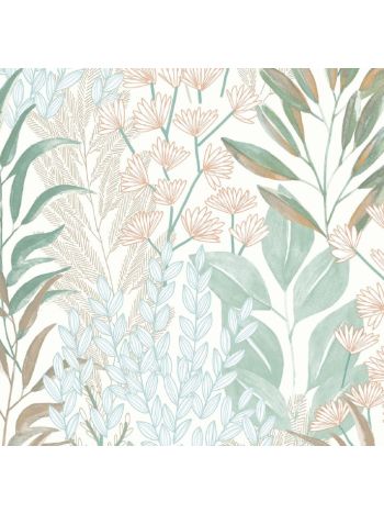 PAPEL DE PAREDE WILER LE JARDIN - FOLHAS VERDE E LARANJA M86901 1