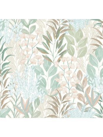 PAPEL DE PAREDE WILER LE JARDIN - FOLHAS VERDE E LARANJA M86901 1