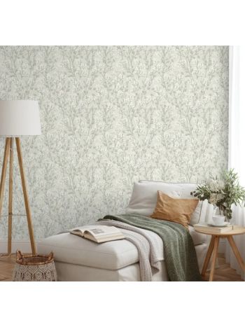 PAPEL DE PAREDE WILER LE JARDIN - FLORES DO CAMPO CINZA M88014 1