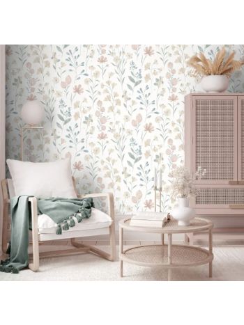 PAPEL DE PAREDE WILER LE JARDIN - FLORES AQUARELADAS ROSA M88307 1