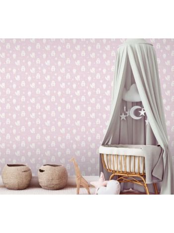 PAPEL DE PAREDE INFANTIL AMIGUINHOS DO BOSQUE ROSA - COLEÇÃO PETIT 1