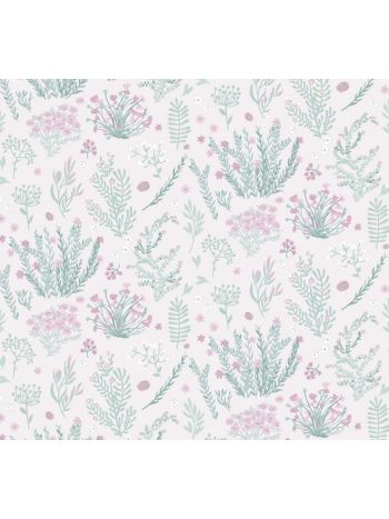 PAPEL DE PAREDE INFANTIL FLORAL DELICADO ROSA E VERDE - COLEÇÃO PETIT 1