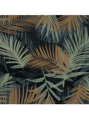 PAPEL DE PAREDE PRONTA ENTREGA - FOLHAGEM AZUL (DETLAHE DOURADO) 1