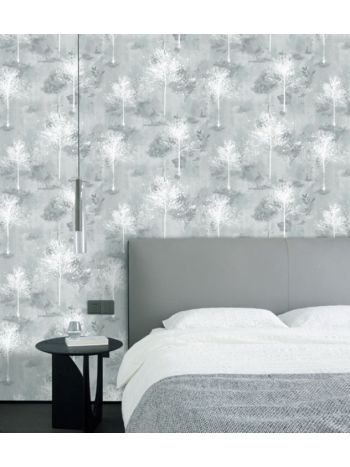 PAPEL DE PAREDE EDANTEX AVALON 2 - ÁRVORES CINZA (LEVE BRILHO) AVA-253 1