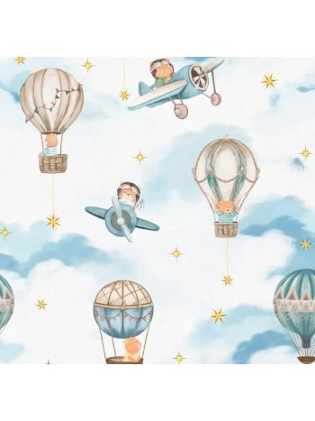 PAPEL DE PAREDE WILER BAMBINE - URSINHO AVIADOR AZUL BA0010 1